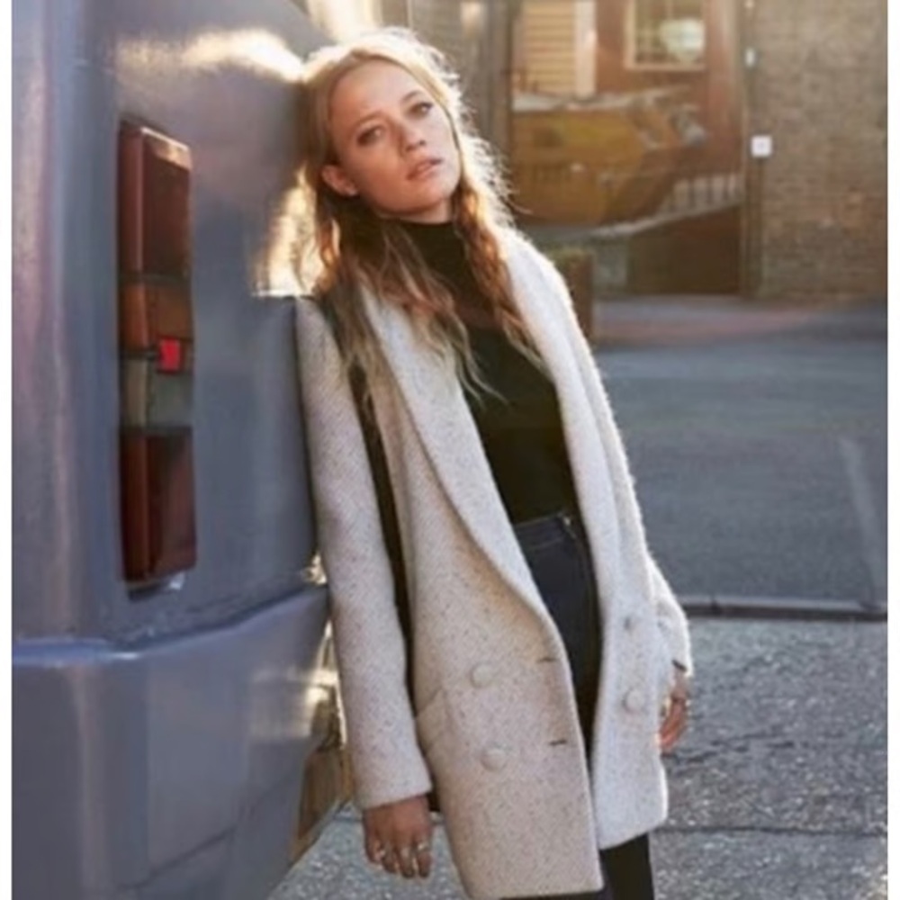 Sezane Jagger Gray Wool Coat Peacoat Jacket 34,US 2,XS,S
